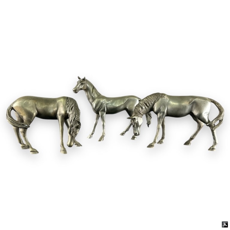 after: PJ Mene, 3 Silvered Horse Figures (1 of 3)