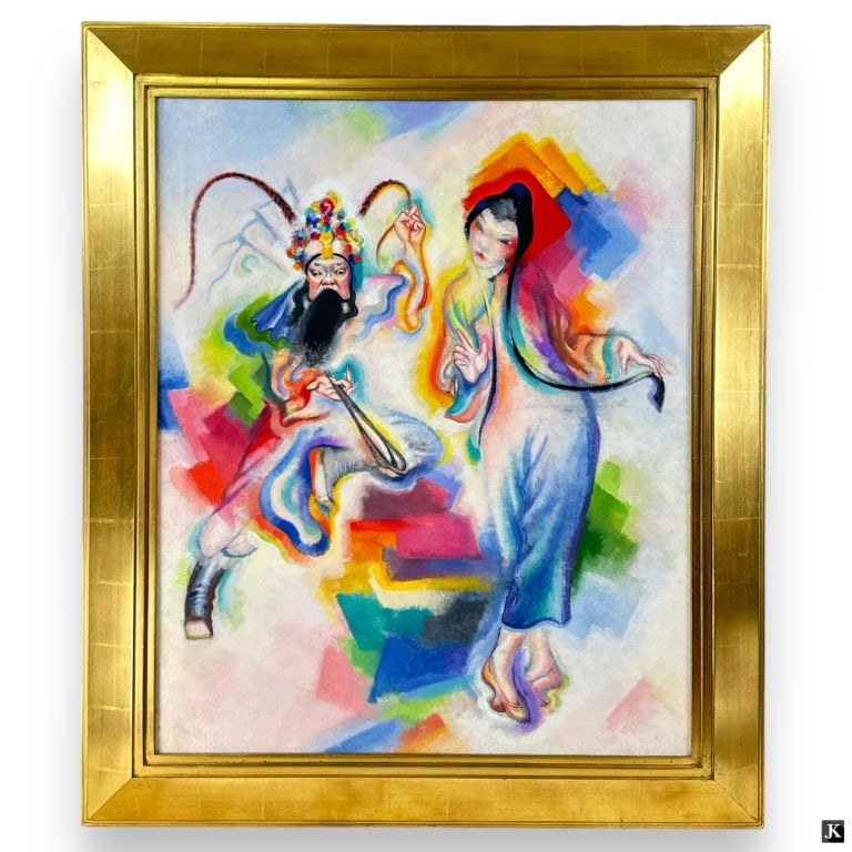 Stanton Macdonald-Wright O/C Chinese Theater,1926: Stanton Macdonald-Wright, American(1890-1973) Oil on canvas "Chinese Theater". Inscribed verso : "Chinese Theater", Synchromy S. Macdonald-Wright, Santa Monica, California 1926, Intertwined initials.