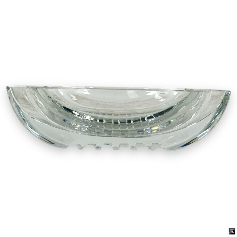 Baccarat "Milan" Crystal Centerpiece Bowl: Baccarat "Milan" Crystal Centerpiece Bowl. Signed. Loss to one corner and rim. Measures 4" H x 15-1/2" L.. LA/B13/SH:15A