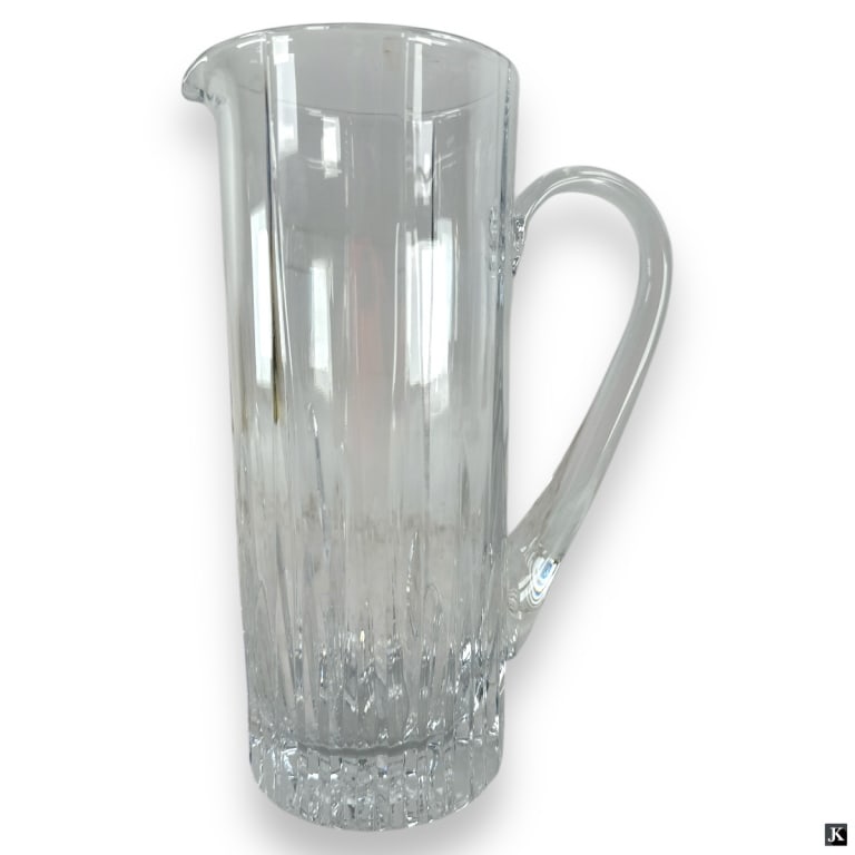 Baccarat Style Crystal Pitcher: Baccarat Style Crystal Pitcher. Unmarked. Good condition with no chips or cracks. Measures 9-3/4" H. LA/B13/SH:13A