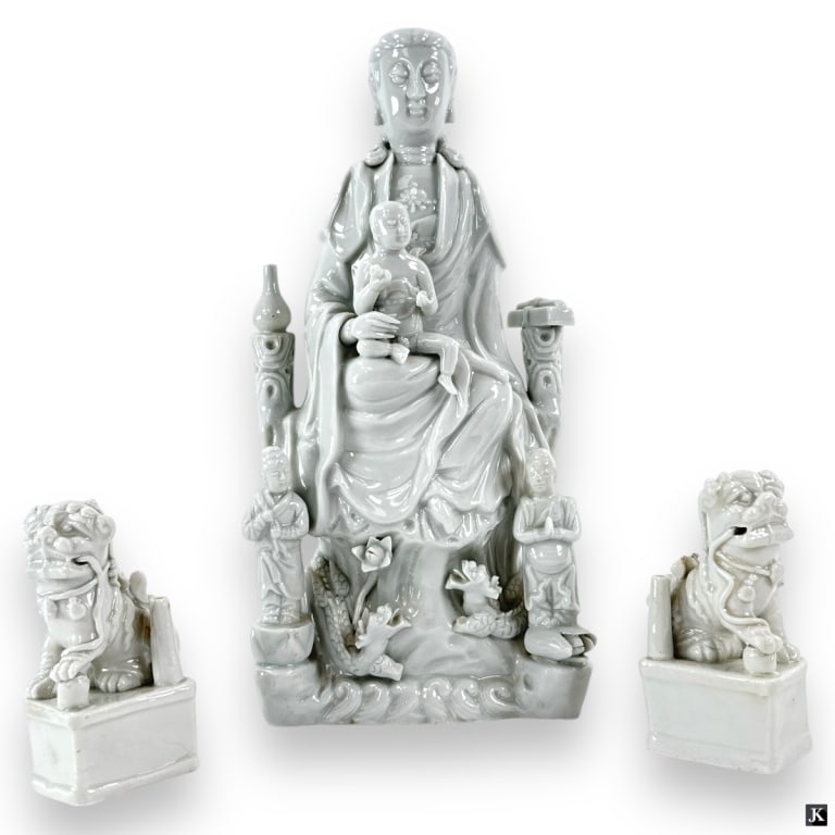 3 Vintage Chinese Blanc de Chine Porcelain Figures (1 of 5)