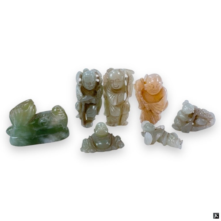 Collection of 7 Miniature Carved Jade Figures (1 of 3)