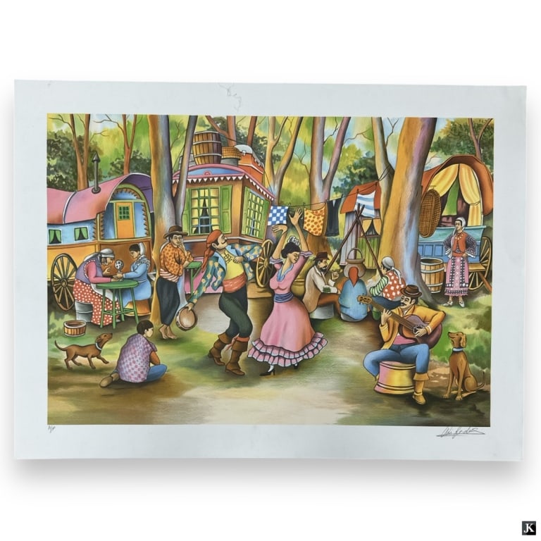 Ari Gradus Color Lithograph "Gypsy Fever": Ari Gradus, American/Israel (b. 1943) Color Lithograph "Gypsy Fever". Pencil signed and numbered A/P. Good overall condition with minor soiling from storage and handling. Measures 22" x 29-1/2". LA/B1