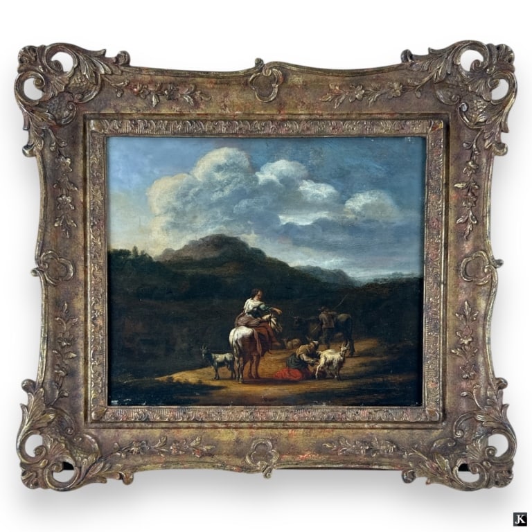 19C Dutch O/P "Italiante Landscape with Figures" (1 of 4)