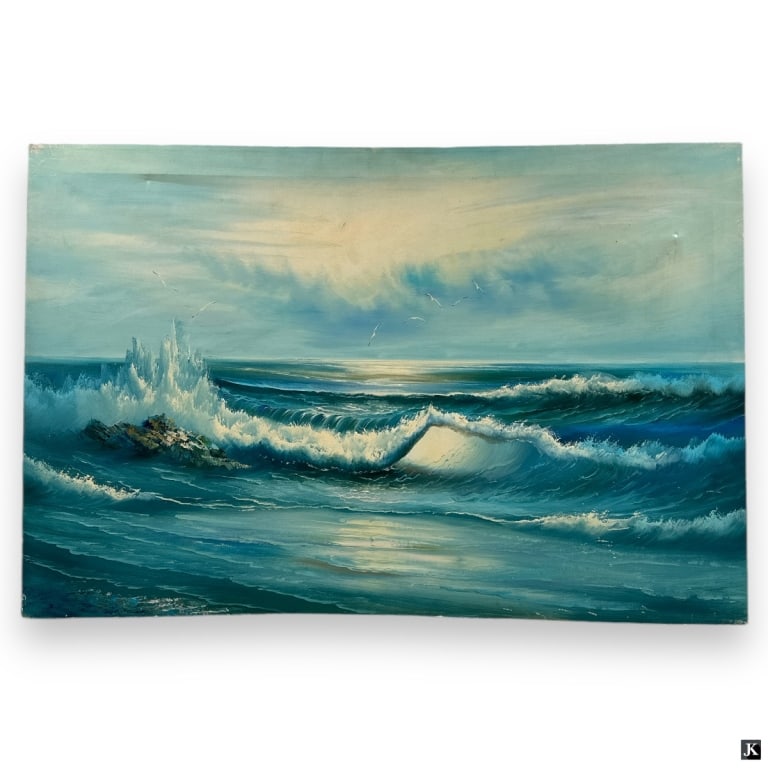 Vintage Highwayman Style O/C "Florida Seascape" (1 of 4)