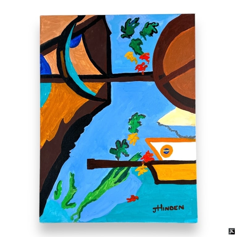 J Hinden Abstract Oil Painting On Canvas (1 of 4)