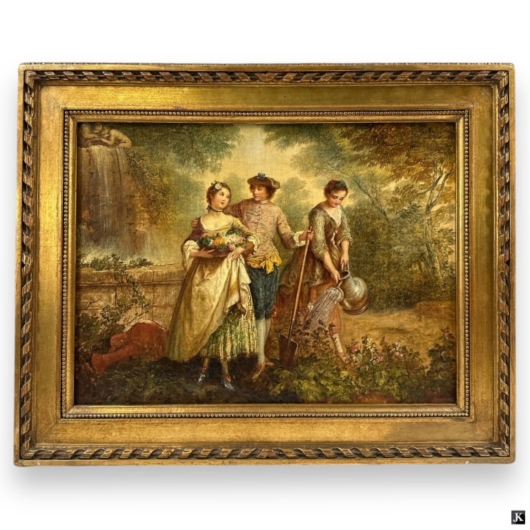 19/20C Continental School O/C "Courting Scene" (1 of 4)