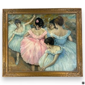Attrib: Edgar Degas Oil on Canvas "Dancers"