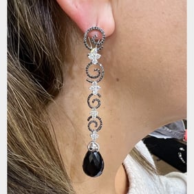 18K White Gold Black & White Diamond Earrings