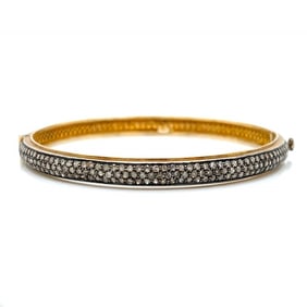 18K Yellow Gold & Silver 6.00 Ct. Diamond Bangle