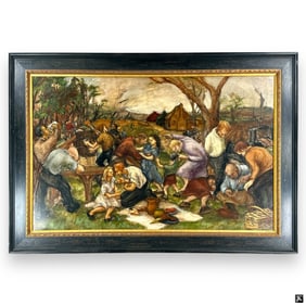 Antique Continental School O/C Picnic in the Woods