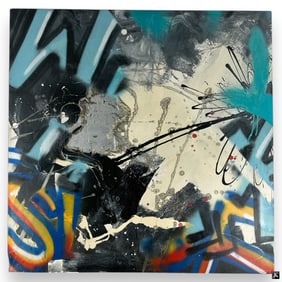 John Crash Matos Spray Paint on Canvas "2 Loud"