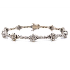 SABBADINI 18K White Gold Diamond Flower Bracelet