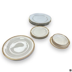 Lot of 18 Pcs Vintage Gold Trimmed Dinnerware