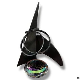 Rollin Karg Metal & Dichroic Art Glass Sculpture