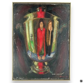 Vintage Signed Russian School Oil on Canvas