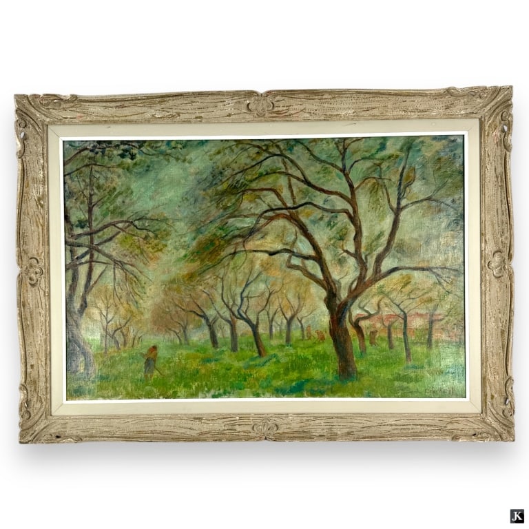 Vaclav Karel Oil/Canvas "Orchard": Vaclav Karel (1902 - 1969) Oil on canvas "Orchard". Signed lower right. Good condition. Measures 23" x 35", frame measures 29-1/4" x 41-1/4". LA/B13/RR