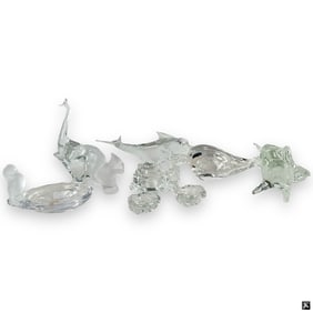 Group of 9 Art Glass Animals and Salts