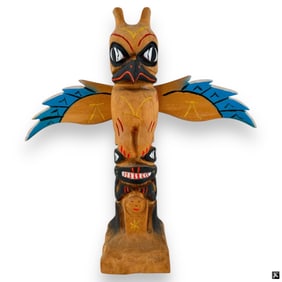 Alaskan Carved & Painted Wood Totem