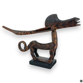 African Carved Wood Bambara Chiwara Headpiece