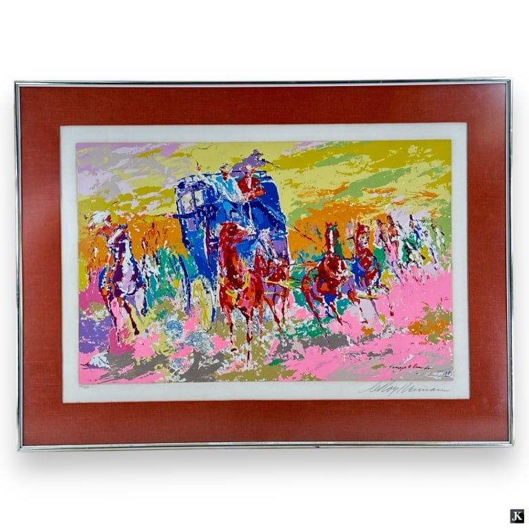 Leroy Neiman Homage To Remington Serigraph Signed: Leroy Neiman (1912-1921, American) Color serigraph "Homage To Remington". Pencil signed and numbered in lower margin. Framed and under non-glare glass screen. Toning or in good condition. Measures 20-