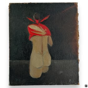 Vintage Oil on Burlap "Nude"