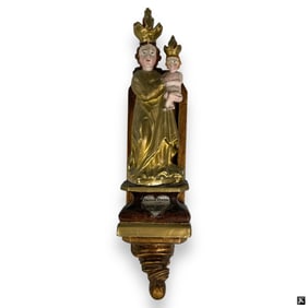 Antique Carved Wood Bohemian Madonna of Grace