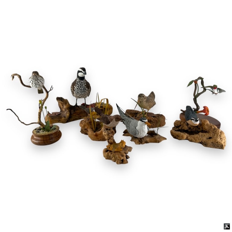 Lot of 8 Vintage 80's-90's Carved Bird Sculptures (1 of 5)