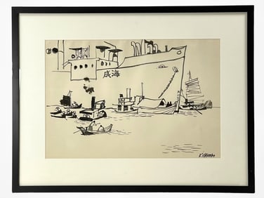 Dong Kingman (1911-2000) River in Bangkok Signed