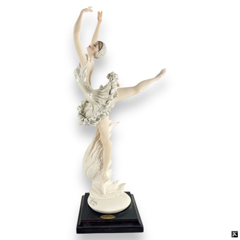 Giuseppe Armani – SWAN LAKE – 1447C: Sculpture by Giuseppe Armani, titled “SWAN LAKE”, Reference # 1447C. Figurine is in perfect condition, "C" Finish, attached to wooden base. Impress artist signature. Marked made in Italy. 