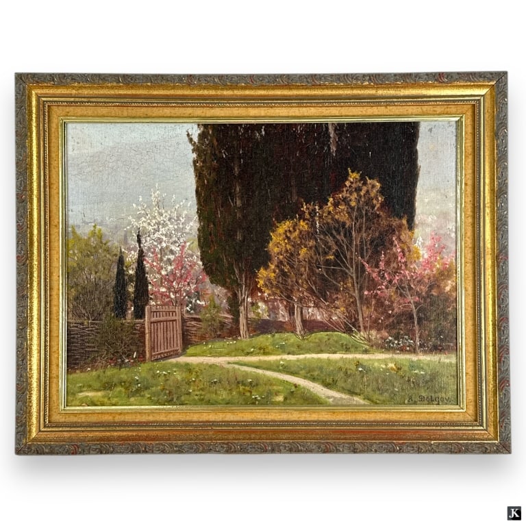 Vintage Oil/Board "Spring Landscape" A. Doglov: Vintage Oil on Board "Spring Landscape" Signed lower right A. Doglov. Good condition. Measures 10-1/2" x 14-1/2" (sight), frame measures 14" x 18". LA/B13/SH:13B