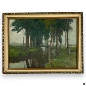 Antique European Oil on Board "Landscape" Signed