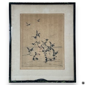 Roland H. Clark Etching "Gathering of the Clan"