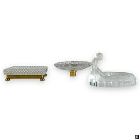 Lot of 3 Glass Bath Accessories