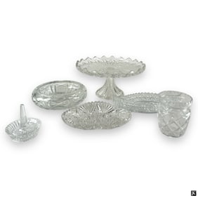 6 Piece Cut Glass Style Table Top Lot