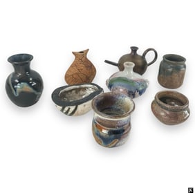 Collection of 8 Miniature Pottery Vases