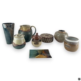 Collection of 8 Studio Pottery Tabletop Items