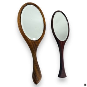 2 Wooden Hand Mirrors