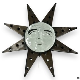 Modern Metal Glass Sun Face Candleholder