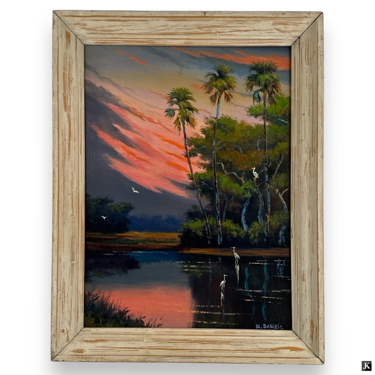 Willie Daniels Oil/Canvas Marsh Sunset With Egrets (1 of 5)