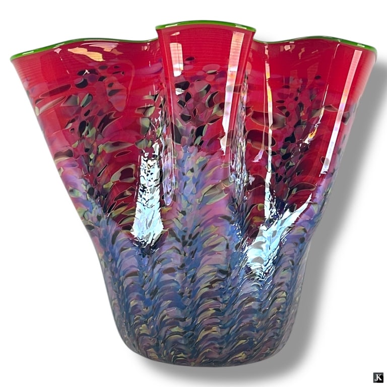 Dale Chihuly, Ruby Macchia w Lime Green Lip Wrap (1 of 5)