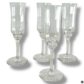 4 Baccarat "Capri" (Optic) Champagne Flutes