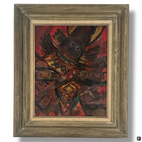 Attributed to: Rene Portocarrero Oil on Canvas
