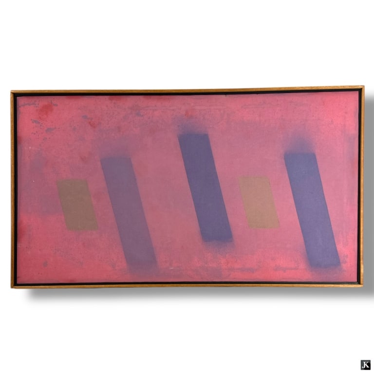 Charles Pollock Oil on Canvas "NY 37": Charles Cecil Pollock, American (1902 - 1988) Oil on canvas "NY 37" circa 1969.. Signed and dated 1969 to verso.vA couple of small light scuffs, good vintage condition. Measures 21-7/8" x 40", frame m