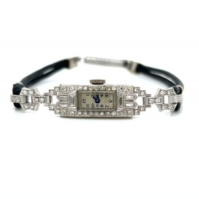 Art Deco Platinum Diamond Ladies Cocktail Watch