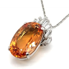 18K White Gold Topaz & Diamond Necklac