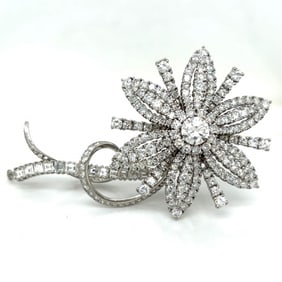 Platinum 21.70 Ct. LFG Certified Diamond Flower Br