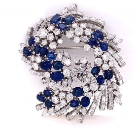 Art Deco Diamond and Sapphire Pin