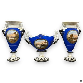 19th C LS French Porcelain Vase & Urn Garniture