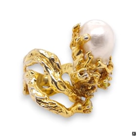 Arthur King Style Gold, Pearl & Diamond Ring